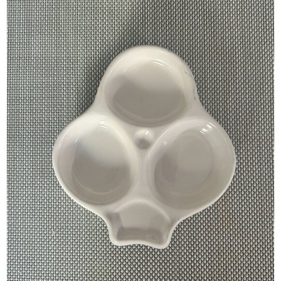 Vintage Hall China Ceramic White 3 Compartment Serving/Baking Dish Clover - Picture 1 of 3